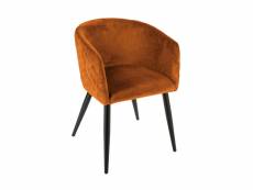 Atmosphera - chaise fauteuil de table en velours ambre et pieds en métal noir
