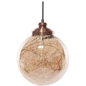 Beliani - Lampe de Suspension Cuivrée avec Boule en Verre et Ampoules led de Petit Format Parfaite Pour Intérieur Moderne ou Glamour Noir