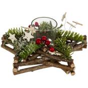 Bougeoir Centre de table Etoile en bois décoré Noël