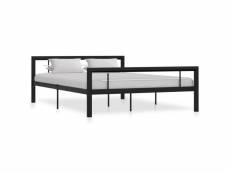 Cadre de lit noir et blanc métal 160 x 200 cm cadre