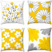Ccykxa - Lot de 4 housses de coussin d'extérieur, motif fleur de moutarde jaune, marguerite, coussin de jardin, décoration d'intérieur pour canapé,