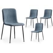 Celia - Lot de 4 chaises effet peau de mouton bleu
