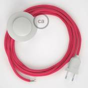 Cordon pour lampadaire, câble RM08 Effet Soie Fuchsia 3 m. Choisissez la couleur de la fiche et de l'interrupteur! | Blanc