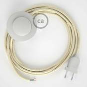 Creative Cables - Cordon pour lampadaire, câble RM00 Effet Soie Ivoire 3 m. Choisissez la couleur de la fiche et de l'interrupteur Blanc