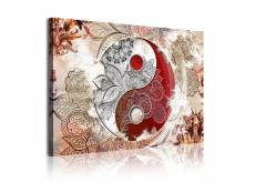 Dekoarte - impression sur toile moderne | décoration pour le salon ou chambre | ying yang zen beige rouge | 120x80cm C0365