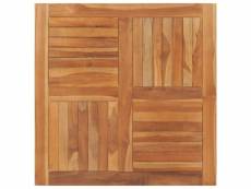 Dessus de table bois de teck solide carré 90x90x2,5 cm