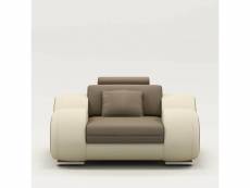 Dydda - fauteuil relax en cuir marron et beige