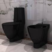 Ensemble de toilette et bidet C�ramique Noir - Vidaxl