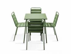 Ensemble table de jardin et 4 chaises en métal vert cactus - palavas