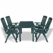 Ensemble Table et Chaise de Jardin 5 pcs - Mobilier à dîner d'extérieur Plastique Vert BV106644