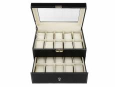 Hombuy boite pour montres et bracelets, coffret à montres, 20 montres avec vitre et tiroir, noir et beige