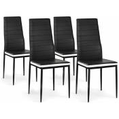 Idmarket - Lot de 4 chaises romane noires bandeau blanc