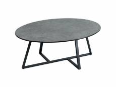 Keria - table basse ovale aspect céramique grise