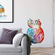 K&l Wall Art - Stickers muraux Hagenmeyer Joie de vivre Salle de séjour abstrait coloré Chat Mur déco autocollant 20x26cm - multicolore
