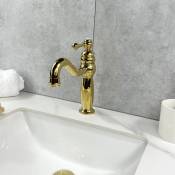 Kroos ® - Robinet lavabo mitigeur classique en doré