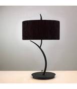 Lampe de Table Eve 2 Ampoules E27 Large, anthracite avec Abat jour noir rond