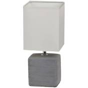 Lampe de table gris textile céramique Orlando / B naturelle: 13,5 cm H: 30 cm avec commutateur intégré