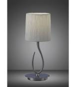 Lampe de Table Lua 1 Ampoule E27, nickel satiné Small avec Abat jour blanc