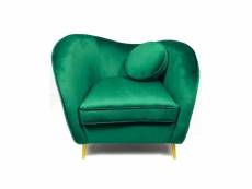 Legend fauteuil velours pieds métal or - vert
