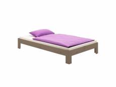 Lit futon thomas couchage simple 90 x 190 cm 1 place/1 personne, en pin massif lasuré taupe