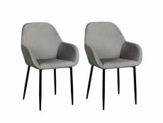 Lot de 2 fauteuils de table giulia effet velours - gris foncé