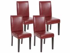 Lot de 4 chaises de salle à manger synthétique rouge/brun pieds foncés cds04133