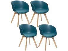 Lot de 4 fauteuils de table baya - bleu canard