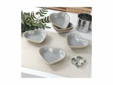 Lot de 6 bols en forme de coeur beni céramique gris clair