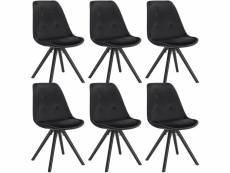 Lot de 6 chaisess de salle à manger-siège en velours-chaise de cuisine-pied en bois-noir