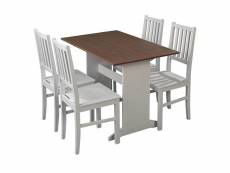 Lucain - ensemble table repas + 4 chaises bois massif