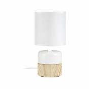 Mathias - Lampe de chevet ceramique wood blanc/naturel