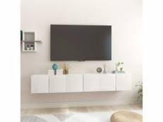 Meubles tv suspendus 3 pcs blanc brillant 60x30x30 cm