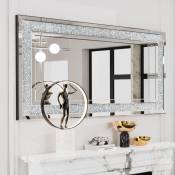 Miroir Murale Design Diamant Salon - Miroir Mural D��coratif Rectangulaire Crystal Miroirs Muraux Cadre en Verre - 120x60cm
