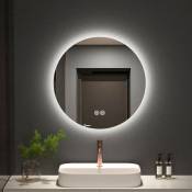 Miroir salle de bain rond avec Interrupteur tactile, Dimmable lumineux Miroir led 60cm - Lumière Blanche Froide/Chaude/Neutre - Meykoers
