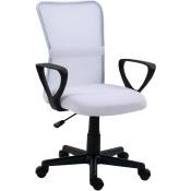 Nordlys - Chaise de Bureau Ergonomique Reglable avec Accoudoirs Base Nylon Tissu - Blanc