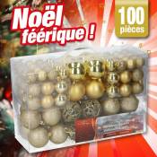 Outiror - Lot de 100 boules de Noël, dorées