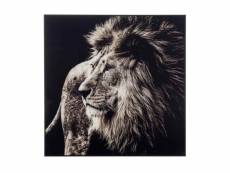 Paris prix - cadre déco "lion" 100x101cm noir & blanc
