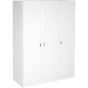 Pegane - Armoire placard / meuble de rangement coloris blanc - Hauteur 200 x Longueur 128.2 x Profondeur 52 cm