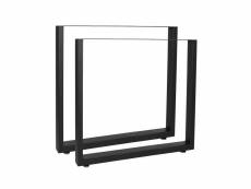 Pieds de table en profil carré 70 x 72cm noir finition