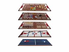 Plateaux multi-jeux, 14 jeux : ping pong, air hockey, bowling, echec, mikado, back gammon 97 x 49 x 3 cm