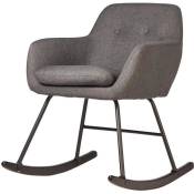 Rocking chair ROCKY Gris - assise Tissu pieds Metal Noir