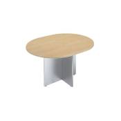 Sans Marque - Table de réunion ovale 140 cm plateau hêtre pieds croix aluminium Essens - Maxiburo - Aluminium