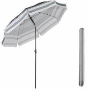 Sekey - parasol terrasse Rond ø 217 cm (longue d'arc 240 cm) UPF25+, Gris et blanc