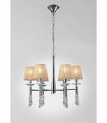 Suspension Tiffany 6+6 Ampoules E14+G9, chrome poli avec Abat jour bronzes & cristal transaparent