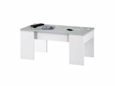 Table basse modulable coloris blanc artik / ciment en mélamine avec plateau - dim : 45 x 100 x 50 cm -pegane-