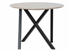 Table d'appoint en bois et métal coloris naturel noir - diamètre 65 x hauteur 49 cm