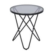 Table d'appoint ronde style scandinave avec verre gris