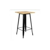 Table haute carrée en bois et acier(60x60cm) - couleur du bois