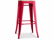 Tabouret de bar - design industriel - acier & bois - 76cm - stylix rouge