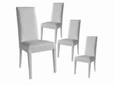Torino - lot de 4 chaises simili blanc et pieds laqués
